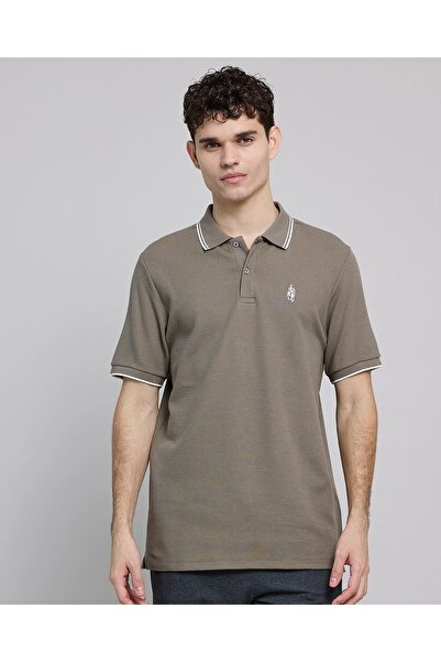 R&B تيشيرت بولو بأكمام قصيرة مطرز بشعار