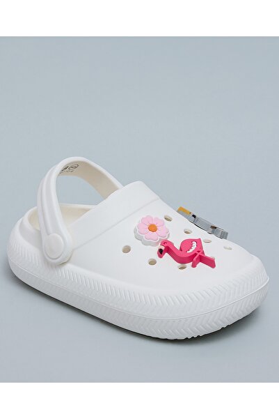 R&B Girl'S Ivory Charm Detail Slingback Clogs