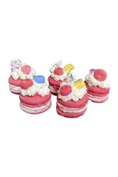OEM Marturii nuntă/botez din ceară de soia, Macarons, roșu, parfumat, 3,5 cm, 10 bucăți