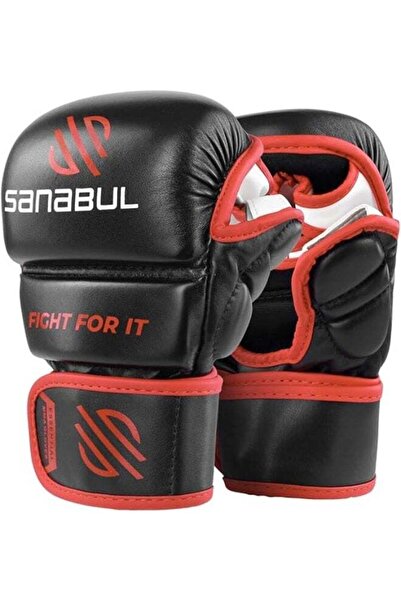 Sanabul Essential MMA Gloves – 7 oz Black/Red (S/M) Hybrid Sparring & Trainin...