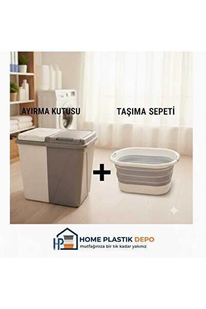 Violet 2'Lİ DÜZENLEME EKONOMİ PAKETİ! (2 BÖLMELİ ÇAMAŞIR SEPETİ + KATLANIR TAŞIMA SEPETİ)