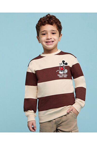 R&B Mickey Mouse Embroidered Sweatshirt With Crew Neck And Long Sleeves