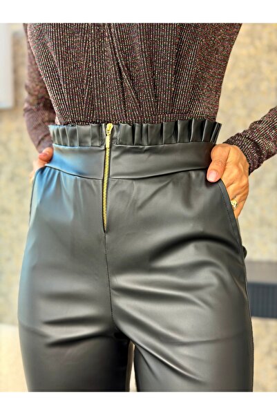 RAMONA BADESCU EXCLUSIVE High-waisted faux leather pants with front zipper – ...