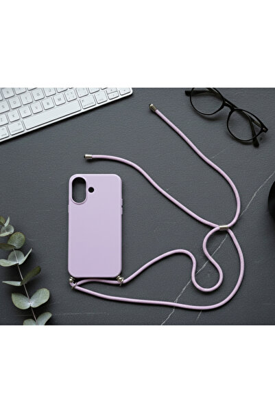 emybox غطاء هاتف آيفون 16 مع حبل للرقبة، مصنوع من السيليكون الناعم المخملي ال...