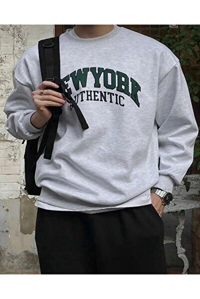 Oceanwear نيويورك مطبوع سويت شيرت برقبة دائرية مبطن بالصوف سادة