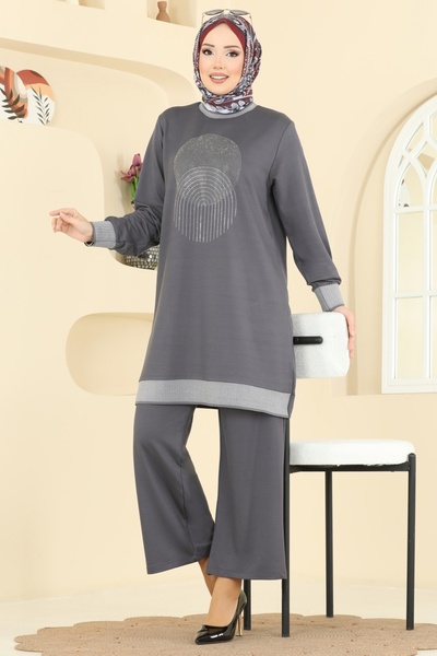 ModaMerve Ribana Detaylı İkili Takım 3462UZ662-MS Antrasit