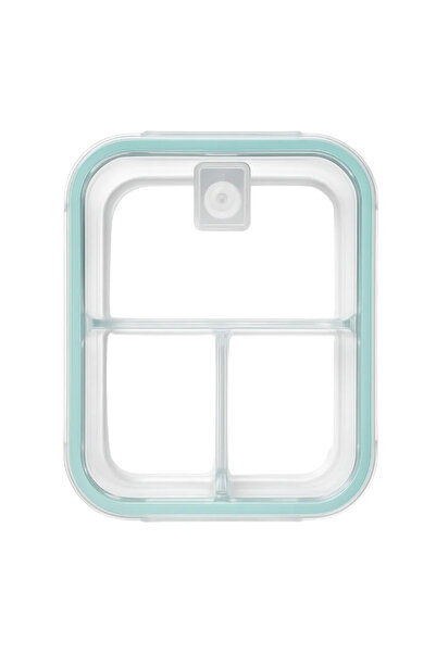 Kovar Airtight Borosilicate Square Glass Lunch Box With 3 Compartments- Blue