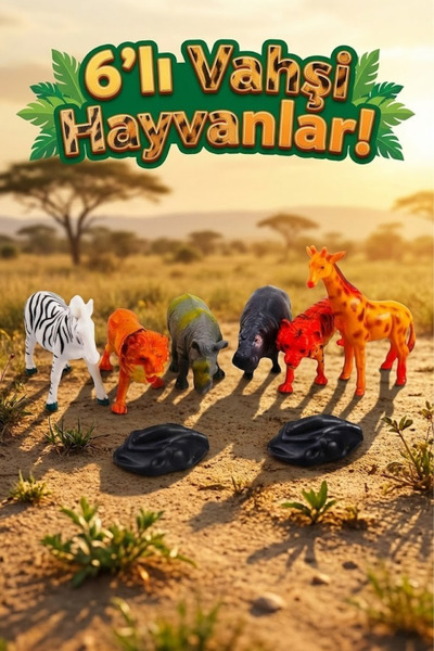 craftivio 6 Parça Vahşi Hayvanlar Alemi Figür Seti - Eğitici Safari Oyuncak P...