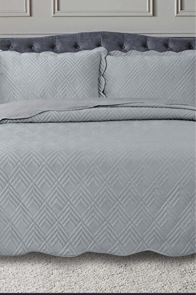Çeyiz Diyarı Lydia Double Luxury Velvet Bedspread Gray