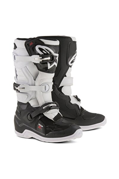 Alpinestars TECH 7S Kros Çocuk Motosiklet Botu Siyah Beyaz