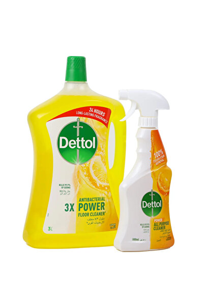Dettol Antibacterial Power Floor Cleaner Lemon Saint 3L+500Ml Lemon Squeeze Cleaner