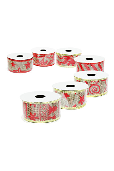 LUDIRO Set of 7 Christmas Decorative Ribbons, Width 3.8 cm, Length 2.5 m, Different Designs