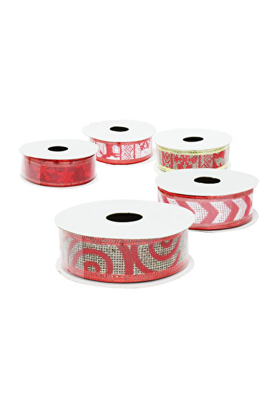 LUDIRO Set of 5 Christmas Decorative Ribbons, Width 2.5 cm, Length 2.5 m, Multicolor