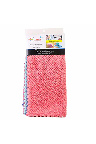 Generic Classic Cleaning Kitchen Towel, High Water Absorption Cleaning Towel, 6 Pieces- 30X30cm