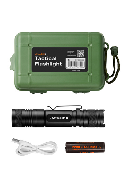 Lawazim Tactical Flashlight USB Rechargeable - High Lumen Water Resistant Case