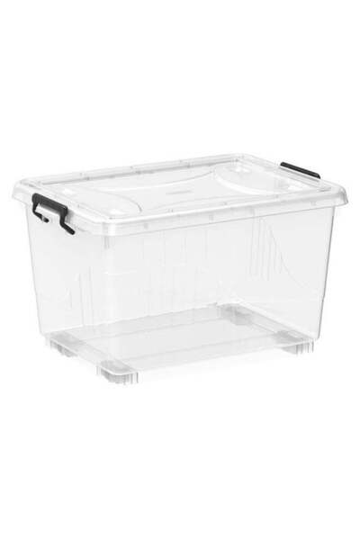 Cosmoplast 33L Clear Plastic Storage Box With Wheels & Lockable Lid