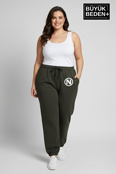 Superlife Women's Plus Size N Logo Elasticated Leg Casual Fit Jogger Slim Sweatpants Spr26Beak951-4
