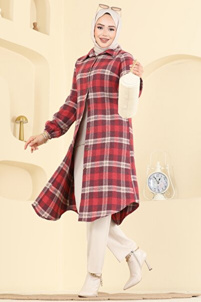 ModaMerve Renkli Desenli Ekose Tunik 3070KTR750-MS Mürdüm