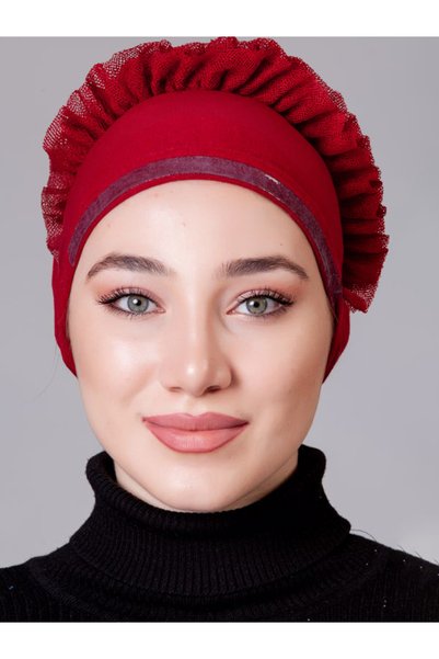 nanak بونيه بوردو قماش قابل للتمدد مكشكشة غير قابلة للانزلاق