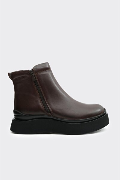 derinet Hakiki Deri Yüksek Taban Kadın Bot