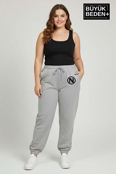 Superlife Γυναικείο μεγάλο μέγεθος N με λογότυπο ελαστικό στο πόδι, άνετο κομμένο Jogger Slim Sweatpants SPR26BEAK951-4