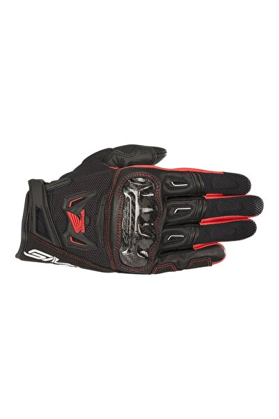 Alpinestars Honda SMX-2 Air Carbon Korumalı Motosiklet Eldiveni Siyah Kırmızı
