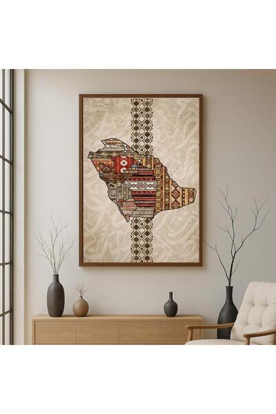 Marktna لوحة قماشية بتصميم الفن النجدي مع برواز شامبين مجوف