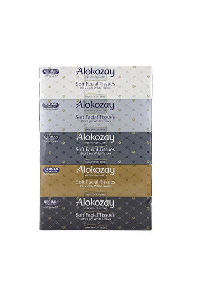 Alokozay Soft Facial Tissue 130X2 Ply White Tissue- 5pcs