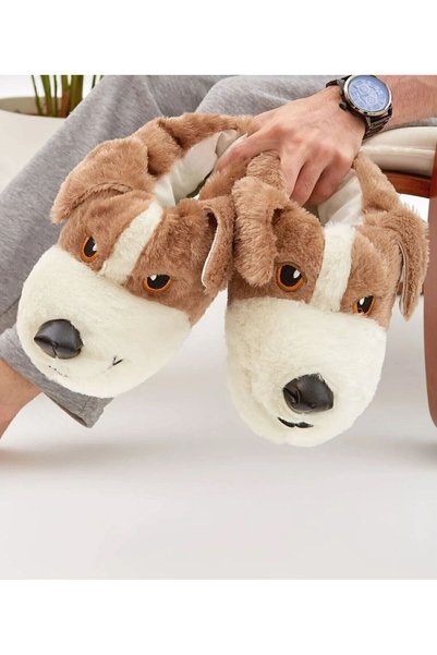 WOSSE KÖPEKLİ PELUŞ PANDUF UNİSEX HAYVANLI RAHAT ESNEK EV BOTU