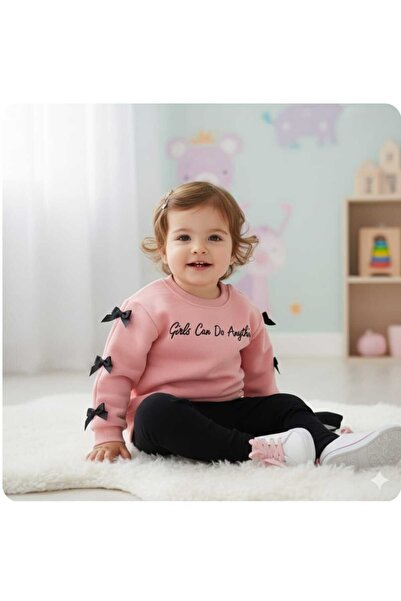 nazarbebe Girls' Velvet Tights Three-Piece Set with Bow Detail