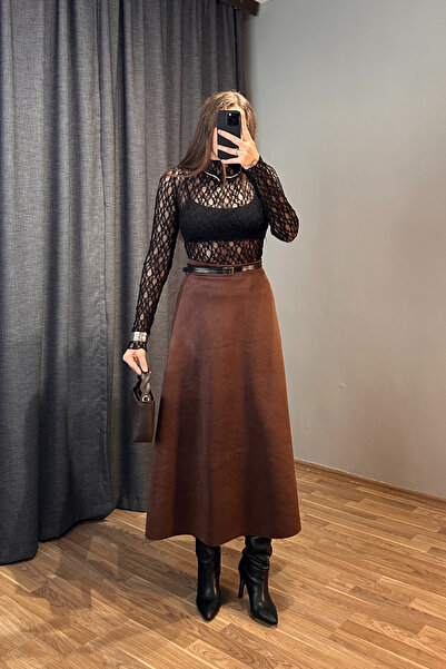 Sorridi Süet Zarif Çan Kesim Uzun Etek