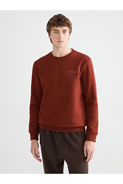 LC Waikiki Southblue Crew Neck Printed Men's Thick Sweatshirt