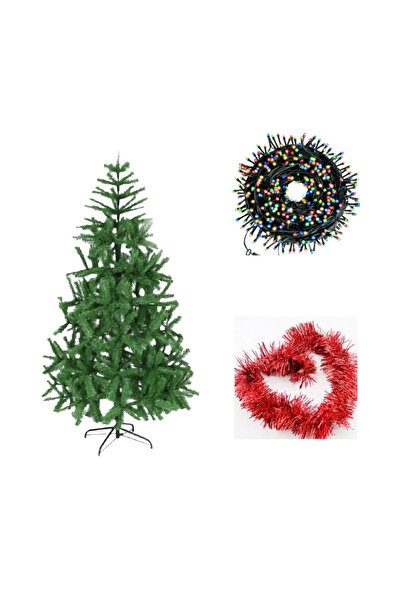 OEMN 150 cm Artificial Christmas Tree + FREE 12 m String Lights & BONUS 3 Christmas Tinsels