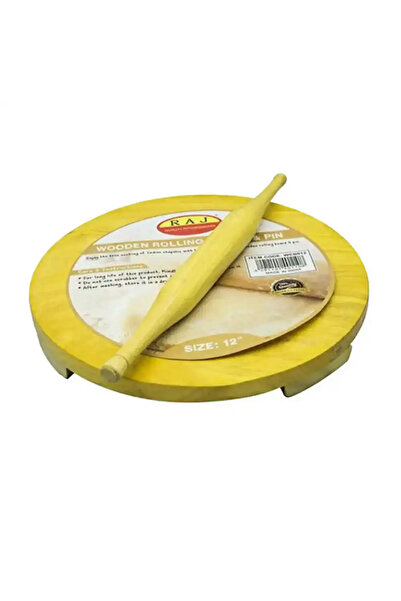 RAJ Wooden Rolling Board and Pin Chakla Belan- 12inch