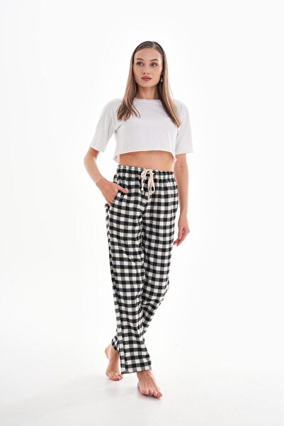 ADONİX Unisex Ekose Kareli Relax Yürüyüş Pijama Eşofman Pantolon