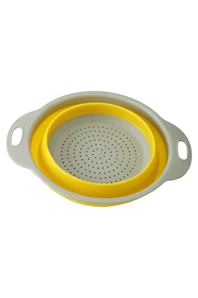 Kovar Classy Touch Collapsible Colander, Silicone Food Strainer,Yellow & Gray - 8 Inches