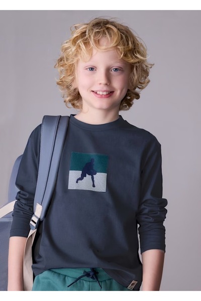 MAYORAL Tricou cu mânecă lungă pentru băiat cu imprimeu bleumarin 7005