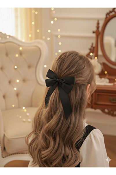 Shiklik Agrafă de păr pentru femei, moale și strălucitoare, cu fundă din satin