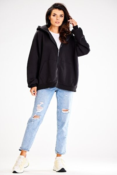Awama - Women's Cotton Hoodie Black, One Size INTL