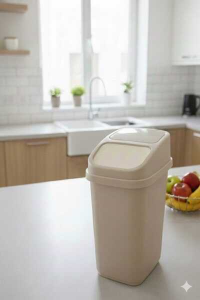 Mutfac 17LT pratico bej&gri Çöp kovası
