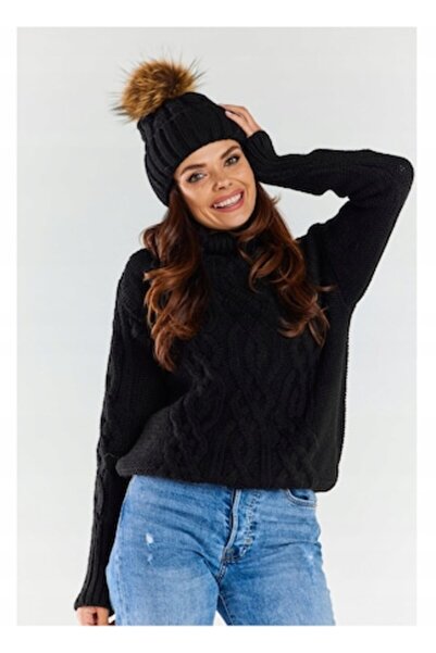 Awama Women's Pompon Hat, One Size, Polyacrylic/Polyamide/Polyester, Winter