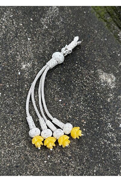 KAZZAZE Tassel cu patru mărgele de rugăciune din argint cu detalii de trandaf...