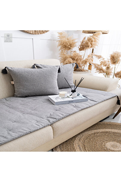 DNC HOMETEX Premium Antrasit Keten Evcil Hayvan Dostu Koltuk Pedi (80x180)