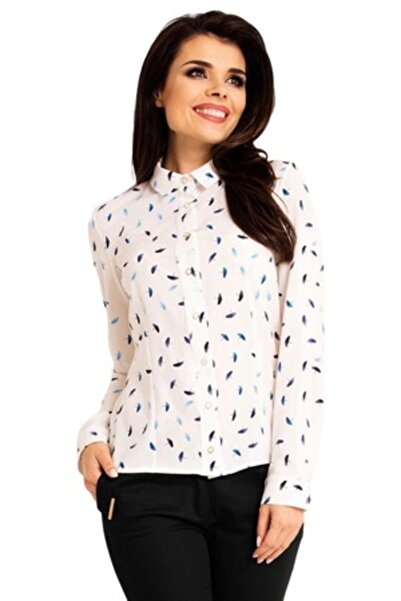 Awama Cămașă de damă A173, poliester, mânecă lungă, alb