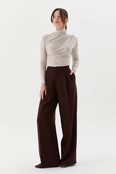 Shopping Shop Pleated palazzo premium trousers brown