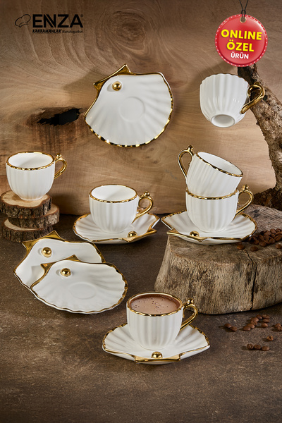 Enza Zümrüt 6'lı Porselen Fincan Takımı