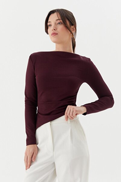 Shopping Shop Body asimetric cu decolteu barca croială MAROON