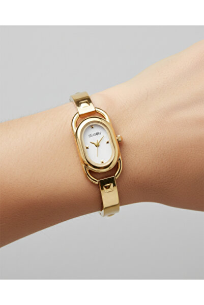 season ساعة ذهبية بيضاوية