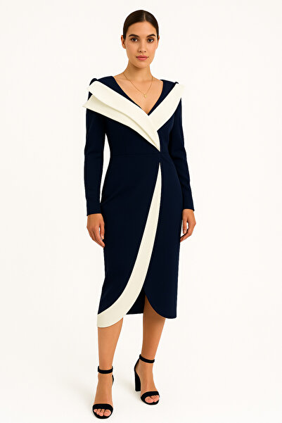 PRİNCESS Elegant dress in navy and white