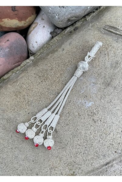 KAZZAZE Colorful Beaded Four-Dangle Silver Kazaziye Hand-Knitted Quadruple Pr...